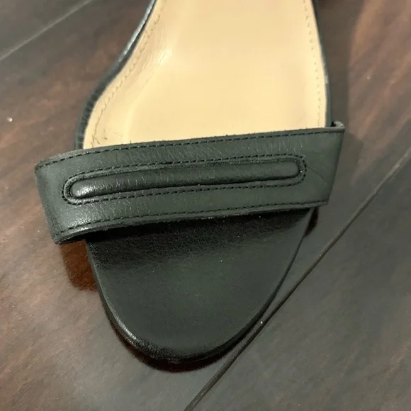 J Crew Sleek Black Chunky Heel Sandals with Ankle Strap​​ - Picture 9 of 10